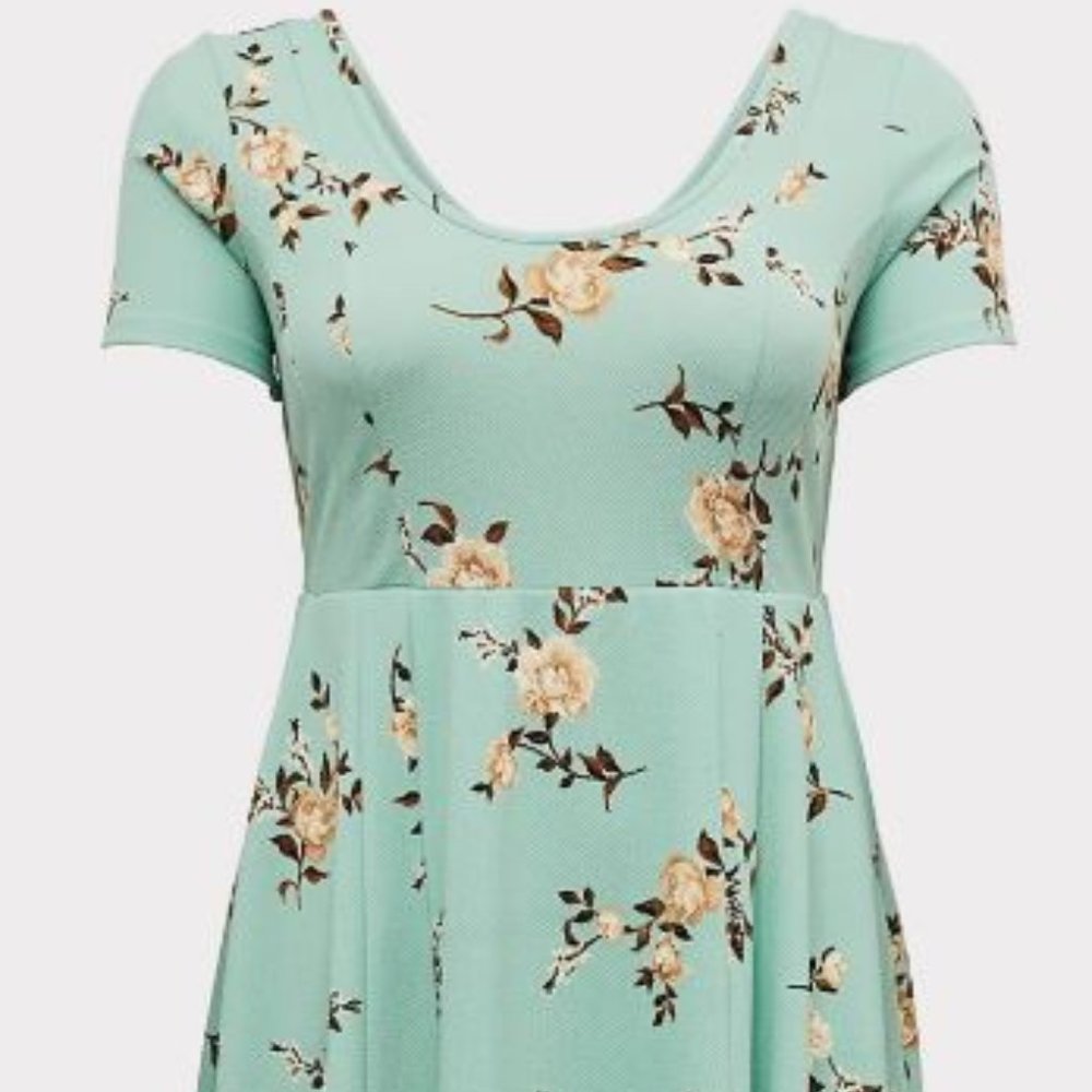 Torrid *SOLD OUT* MINT GREEN FLORAL SKATER DRESS
